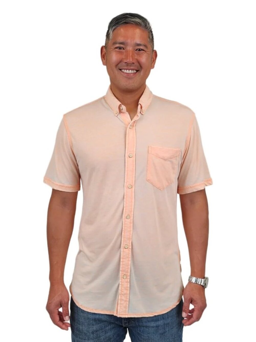 Surfside Supply Bright Orange Burnout Knit Vintage Shirt With Front Pocket